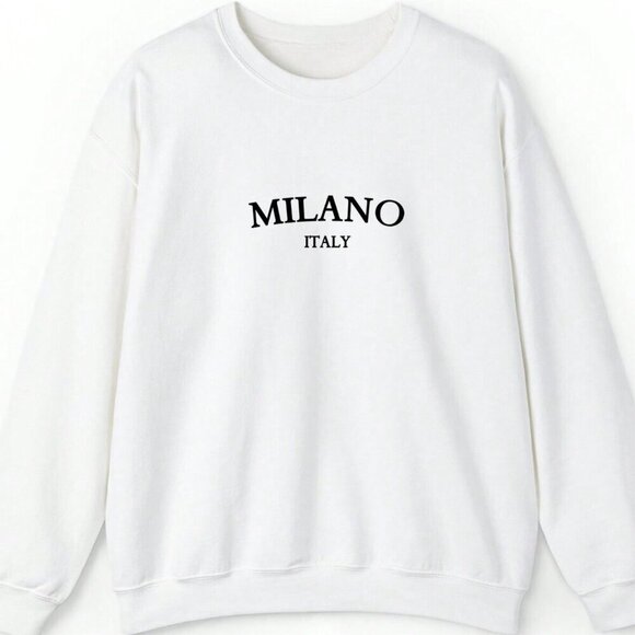 White Casual Women's Round Neck Oversized Milano Print Sweatshirt - Picture 4 of 4